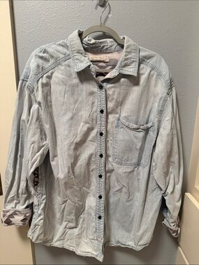 We The Free Light Blue Washed Button-Down Shirt